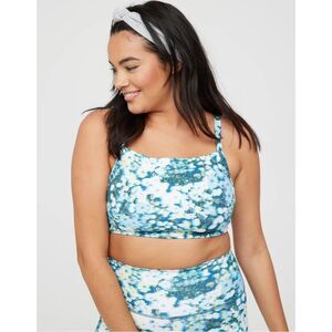 NWT Aerie AE Printed Square
Neck Sports Bra Blue Path Women’s’s Size Large